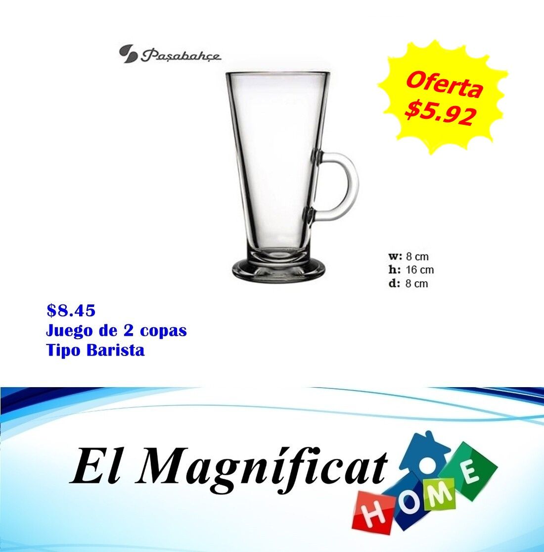 JUEGO DE 2 COPAS CAFE TIPO BARISTA 12 OZ