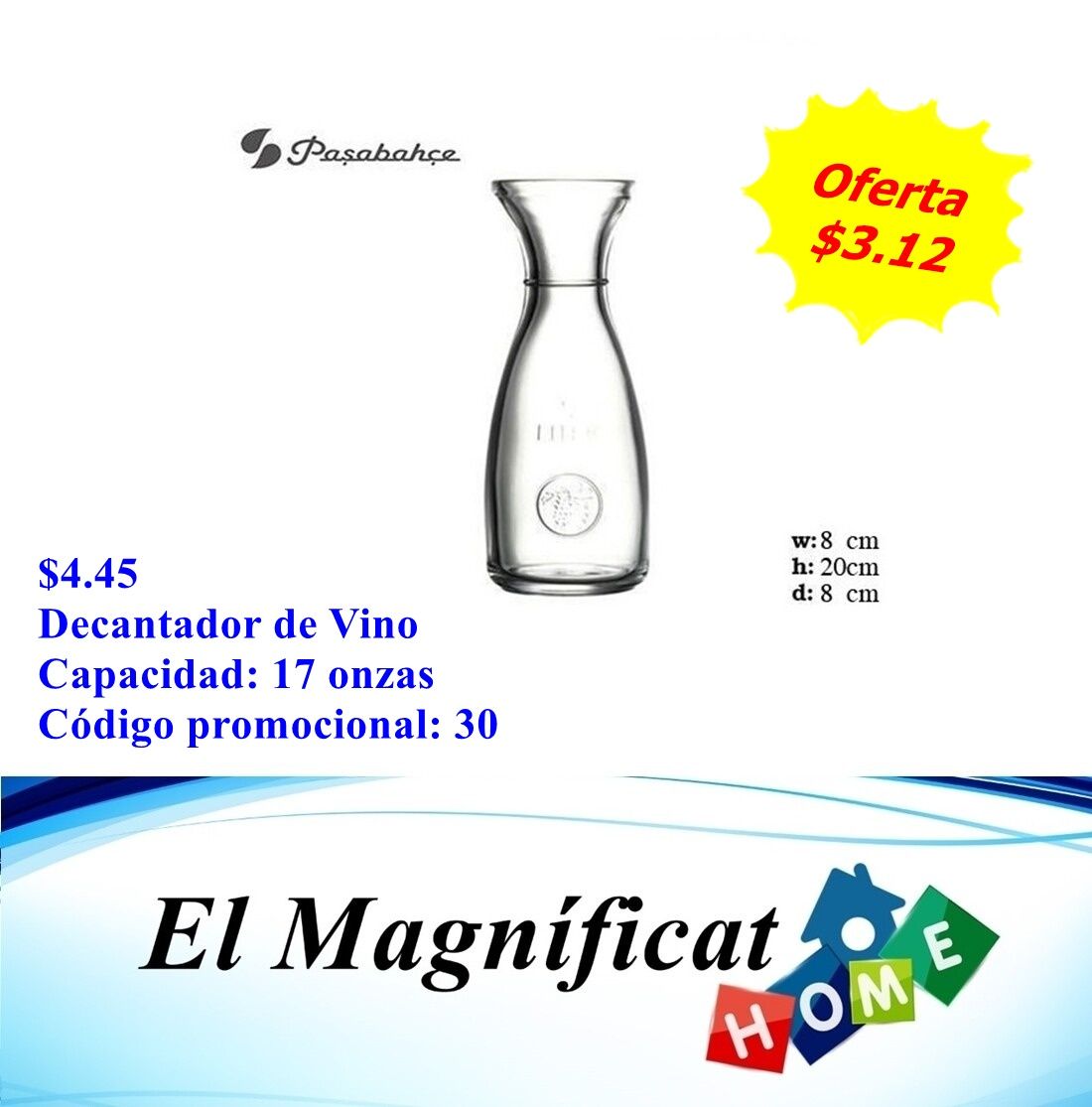 DECANTADOR TIPO BACCHUS 17 OZ