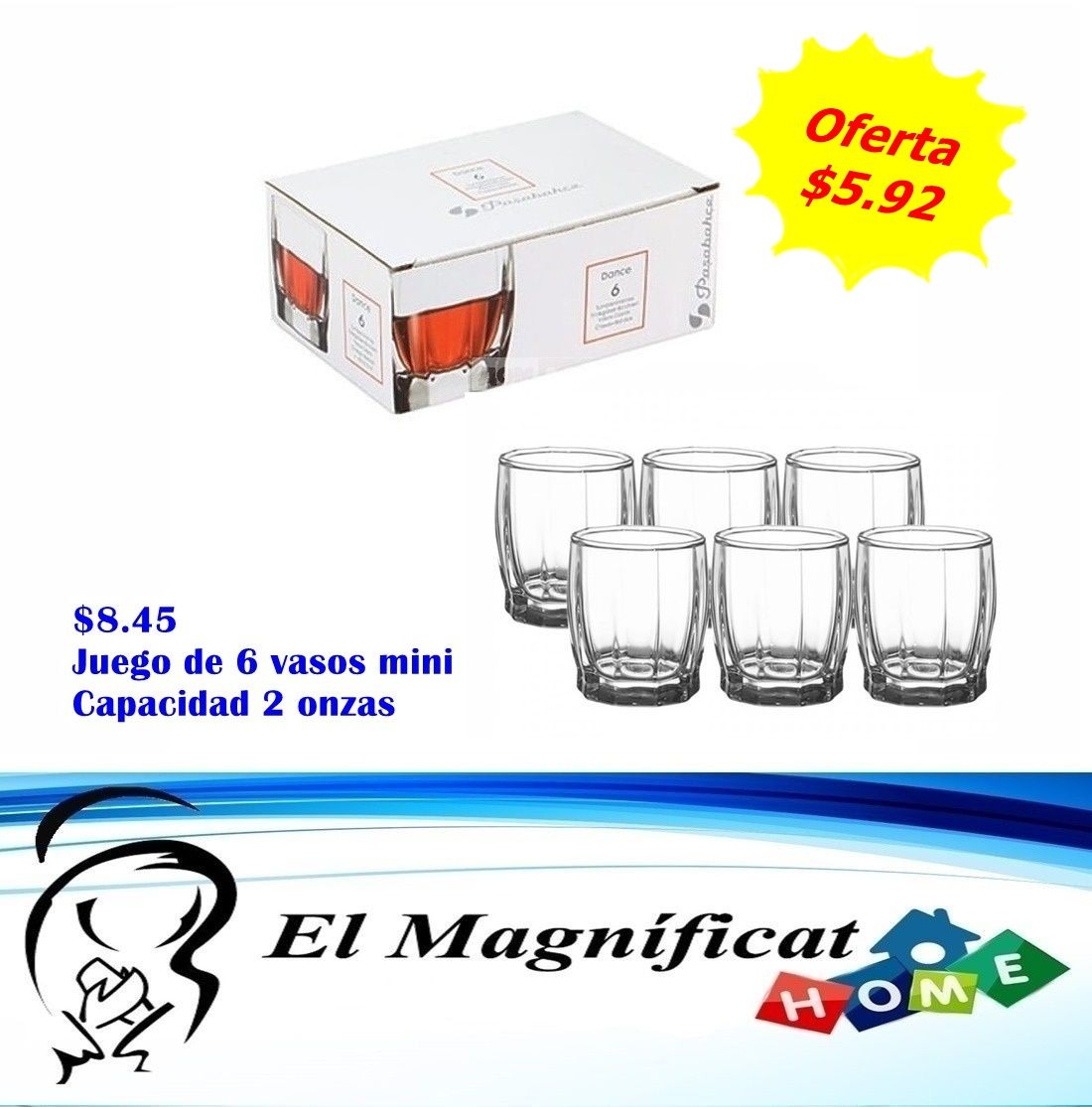 JUEGO DE 6 VASOS SHOT DANCE 2 OZ