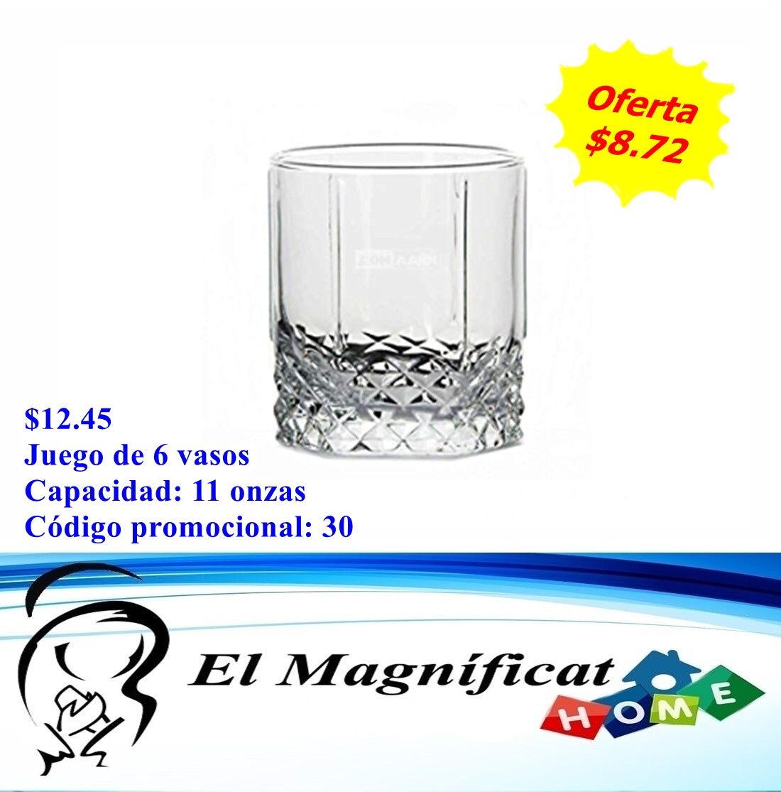 JUEGO DE 6 VASOS WISKERO 11 OZ