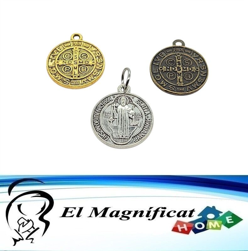 MEDALLAS DE SAN BENITO 3 COLORES (PLATEADO, DORADO Y BRONCE) 2 CMS DE DIAMETRO