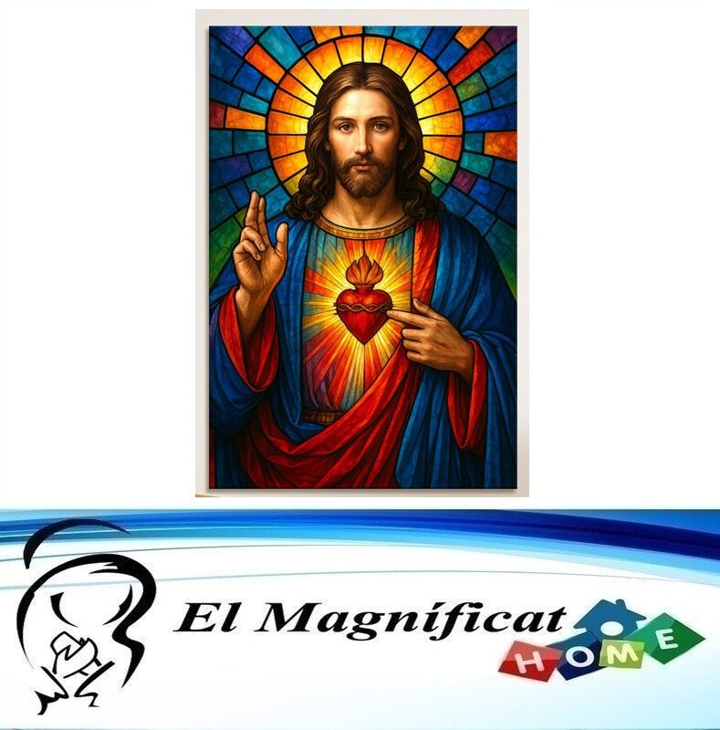 CUADRO SACRADO CORAZON DE JESUS 50 X 30 CMS