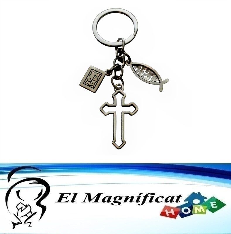 LLAVERO CRUZ CALADA PEZ Y BIBLIA