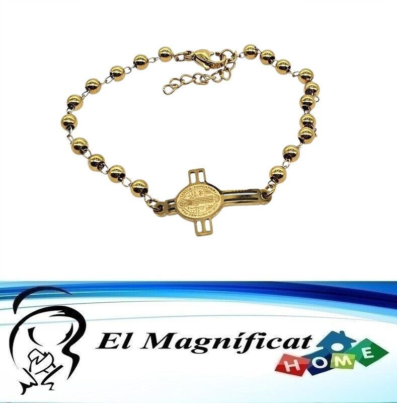 PULSERA EN ACERO CON CRUZ DE SAN BENITO