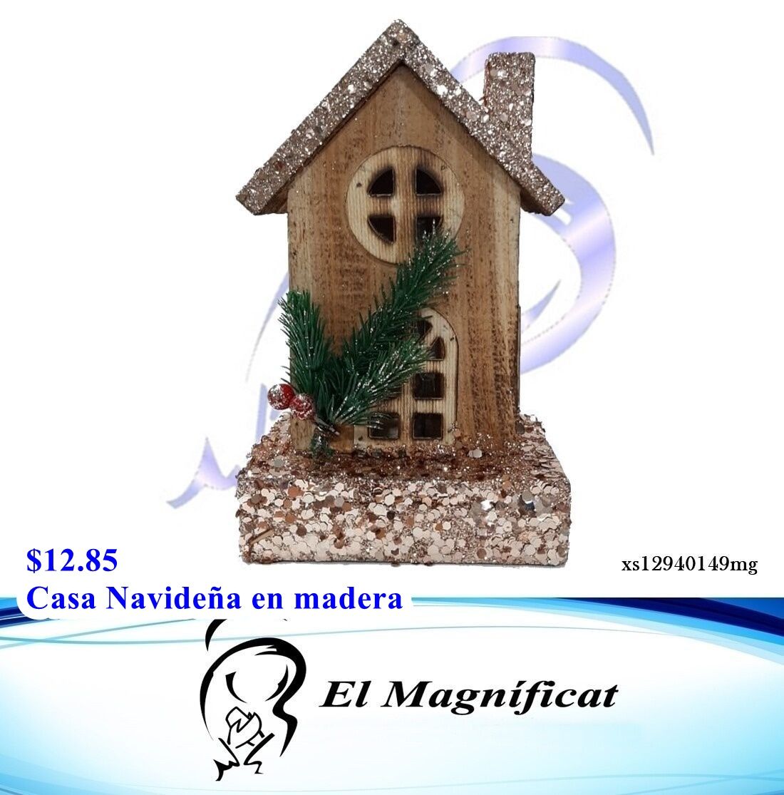 CASA NAVIDEÑA EN MADERA CON LUZ LED