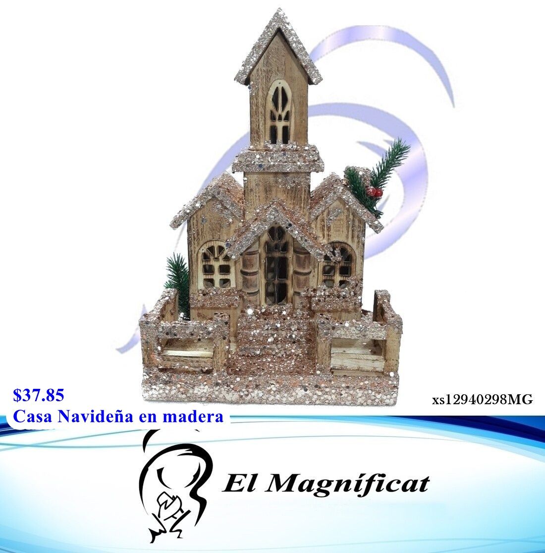 CASA NAVIDEÑA EN MADERA CON LUZ LED