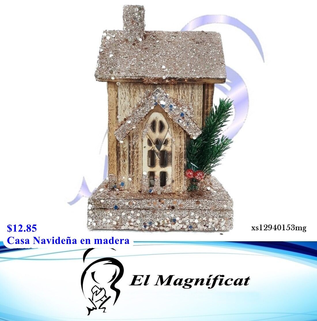CASA NAVIDEÑA EN MADERA CON LUZ LED