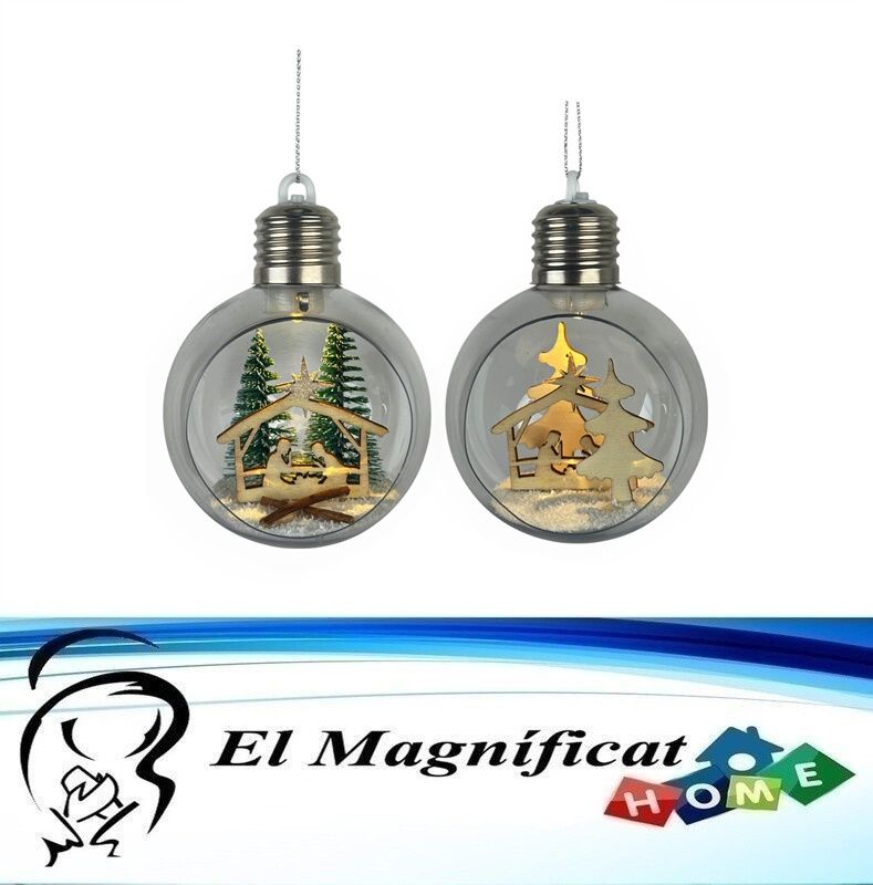 BOLAS NAVIDEÑAS CON LUZ 8 CMS