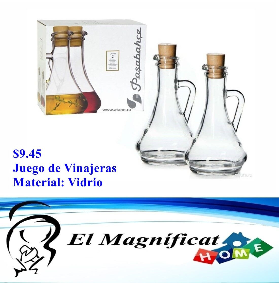 JUEGO DE DOS VINAGRERAS 9OZ (VINAJERAS)
