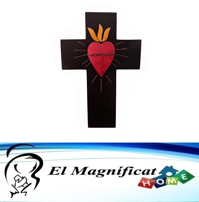CRUZ CON SAGRADO CORAZON (MADERA Y MORRO)