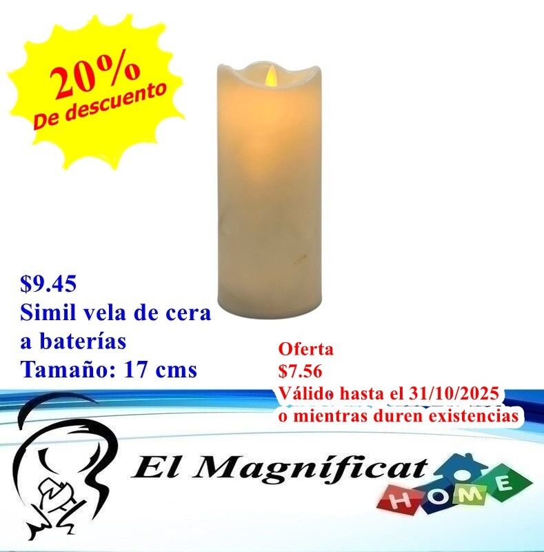 SIMIL VELA DE CERA A BATERÍAS 17 CMS