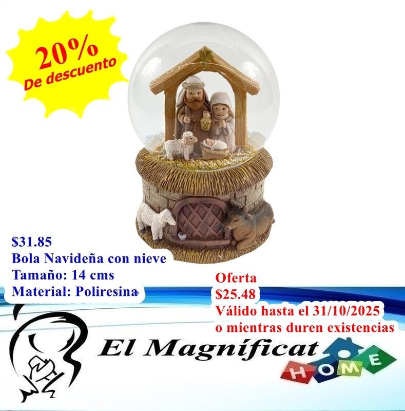 BOLA NAVIDEÑA CON NIEVE 14 CMS