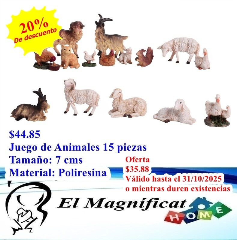 JUEGO DE ANIMALES 15 PIEZAS 7 CMS
