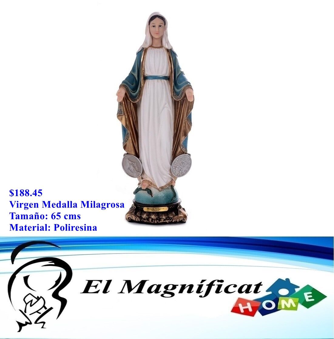 VIRGEN MEDALLA MILAGROSA  65 CMS