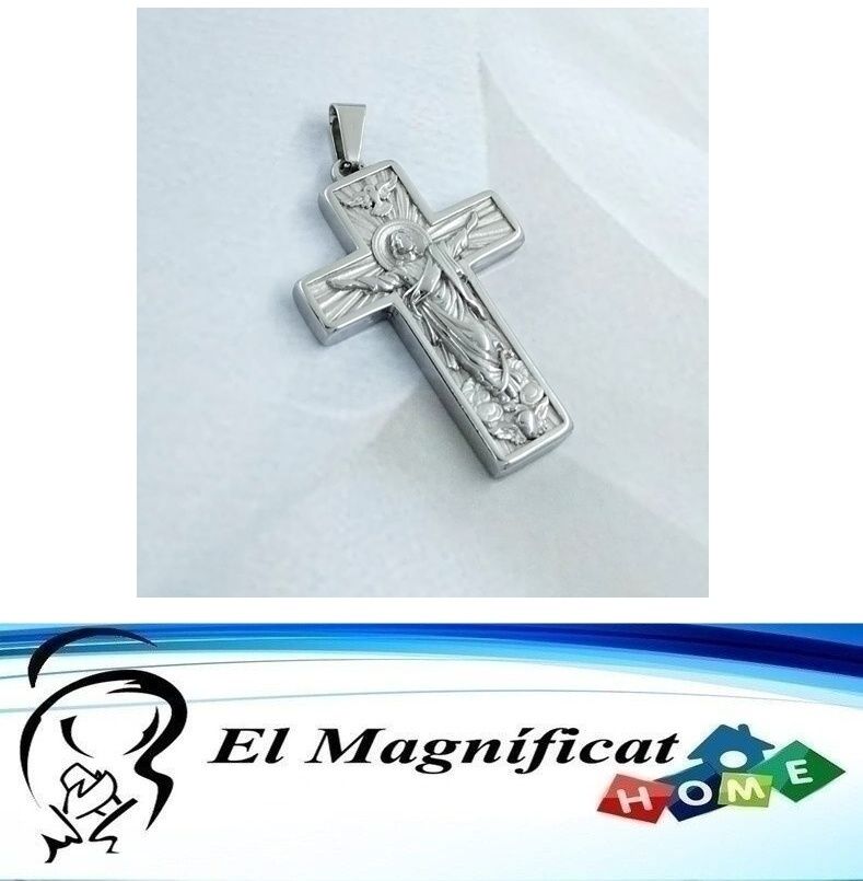DIJE CRUZ JESUS RESUCITADO ACERO PLATEADO 4 CMS