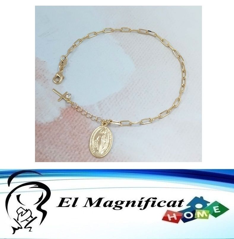 PULSERA ENCHAPADA EN ORO DIJE MEDALLA MILAGROSA