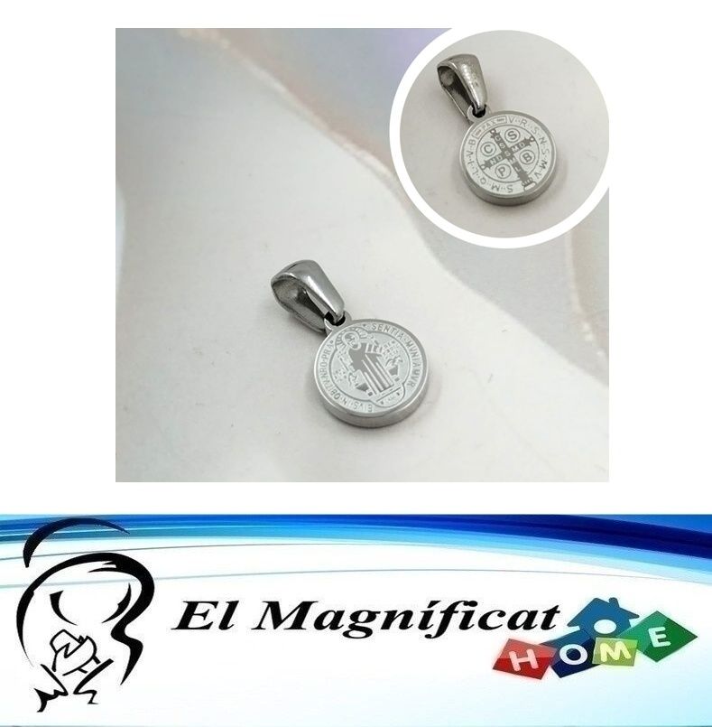 DIJE MEDALLA DE SAN BENITO EN ACERO 1.5 CMS DE DIAMETRO