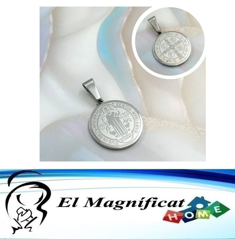 DIJE DE SAN BENITO EN ACERO 2 CMS DE DIAMETRO