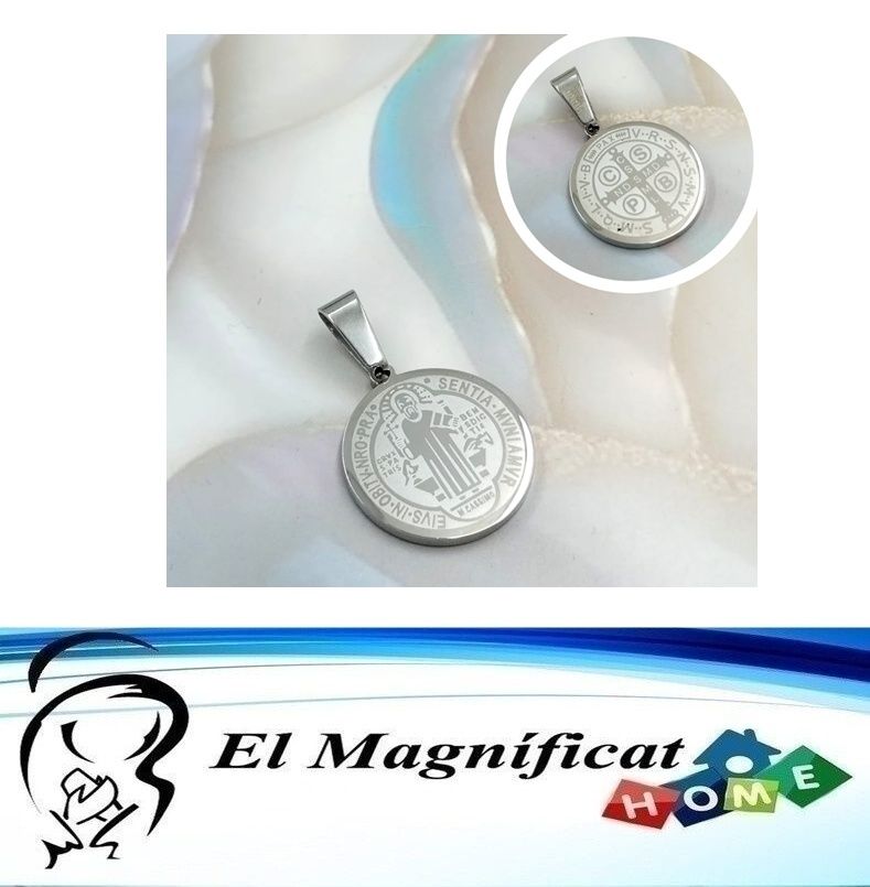 DIJE DE SAN BENITO EN ACERO 1.5 CMS DE DIAMETRO
