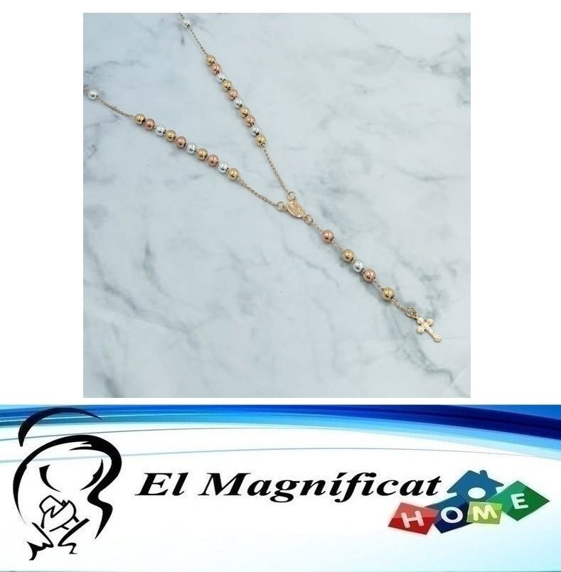 ROSARIO ENCHAPADO EN ORO TRES COLORES 38 CMS