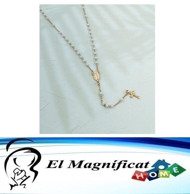 ROSARIO ENCHAPADO CON PERLITAS 30 CMS