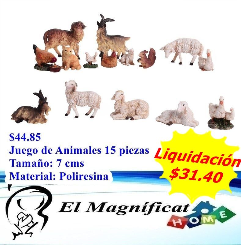 JUEGO DE ANIMALES 15 PIEZAS 7 CMS