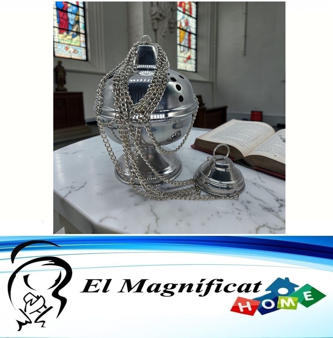 INCENSARIO GRANDE SIN NAVETA EN ACERO 20 cms alto x 12 cms de diámetro