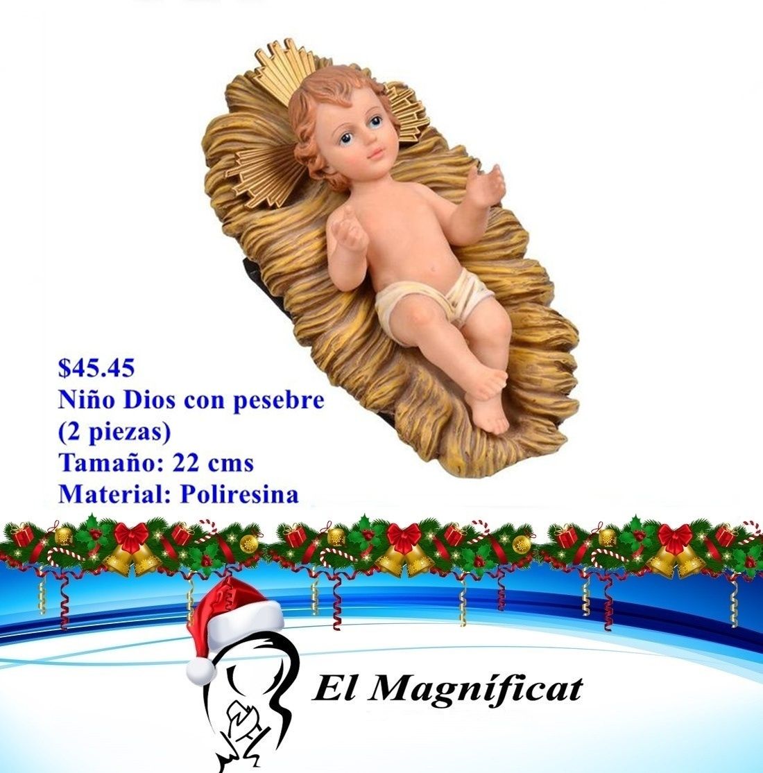 NIÑO DIOS CON PESEBRE 22 CMS ND