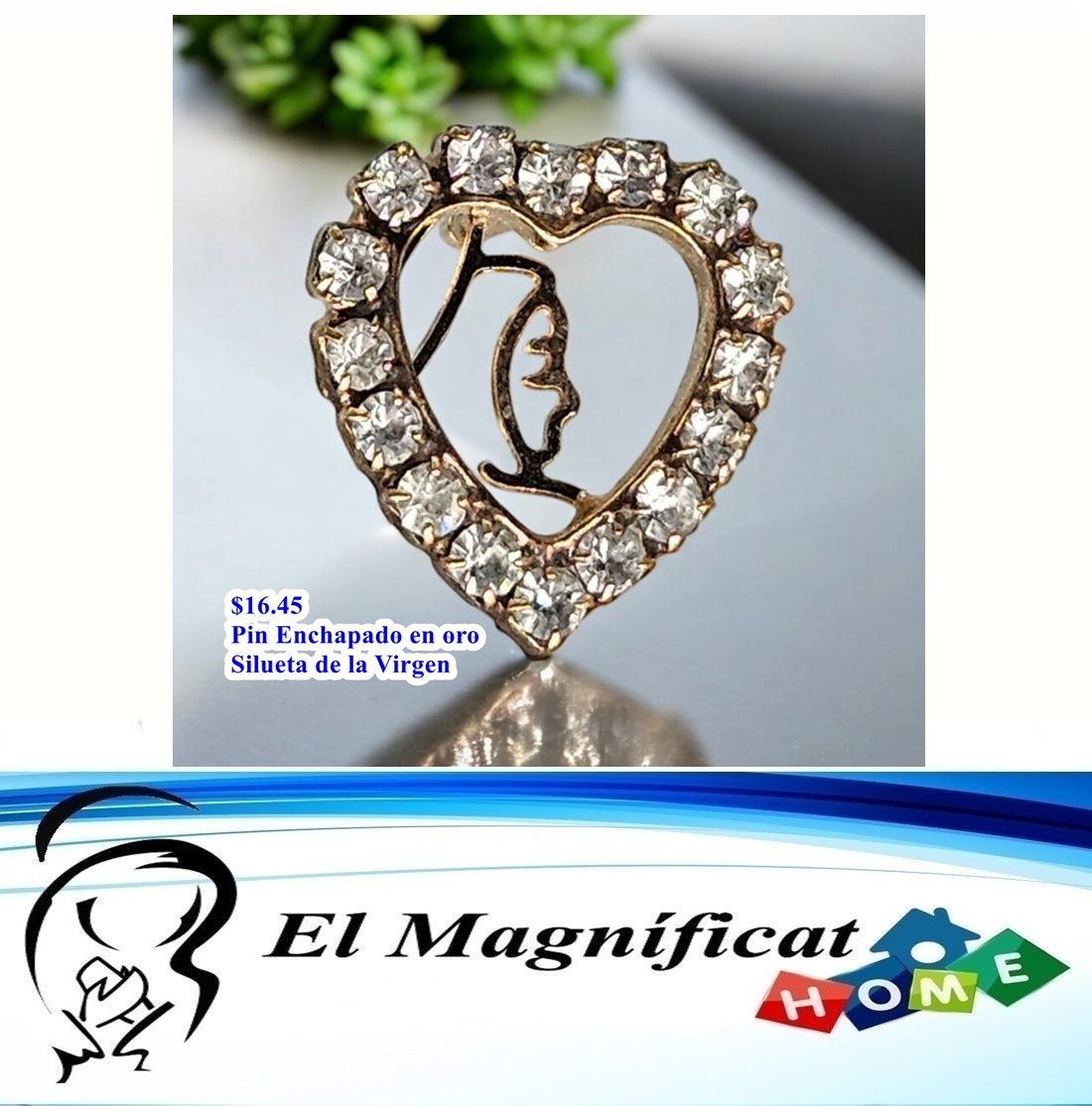 PIN ENCHAPADO SILUETA VIRGEN CON ZIRCONIAS (2 CMS)