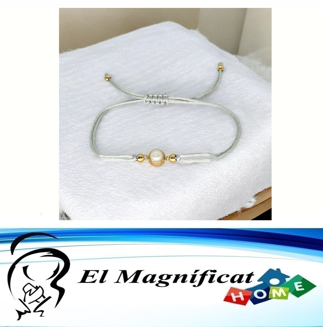 PULSERA HILO CON ADORNOS EN ACERO Y PERLA