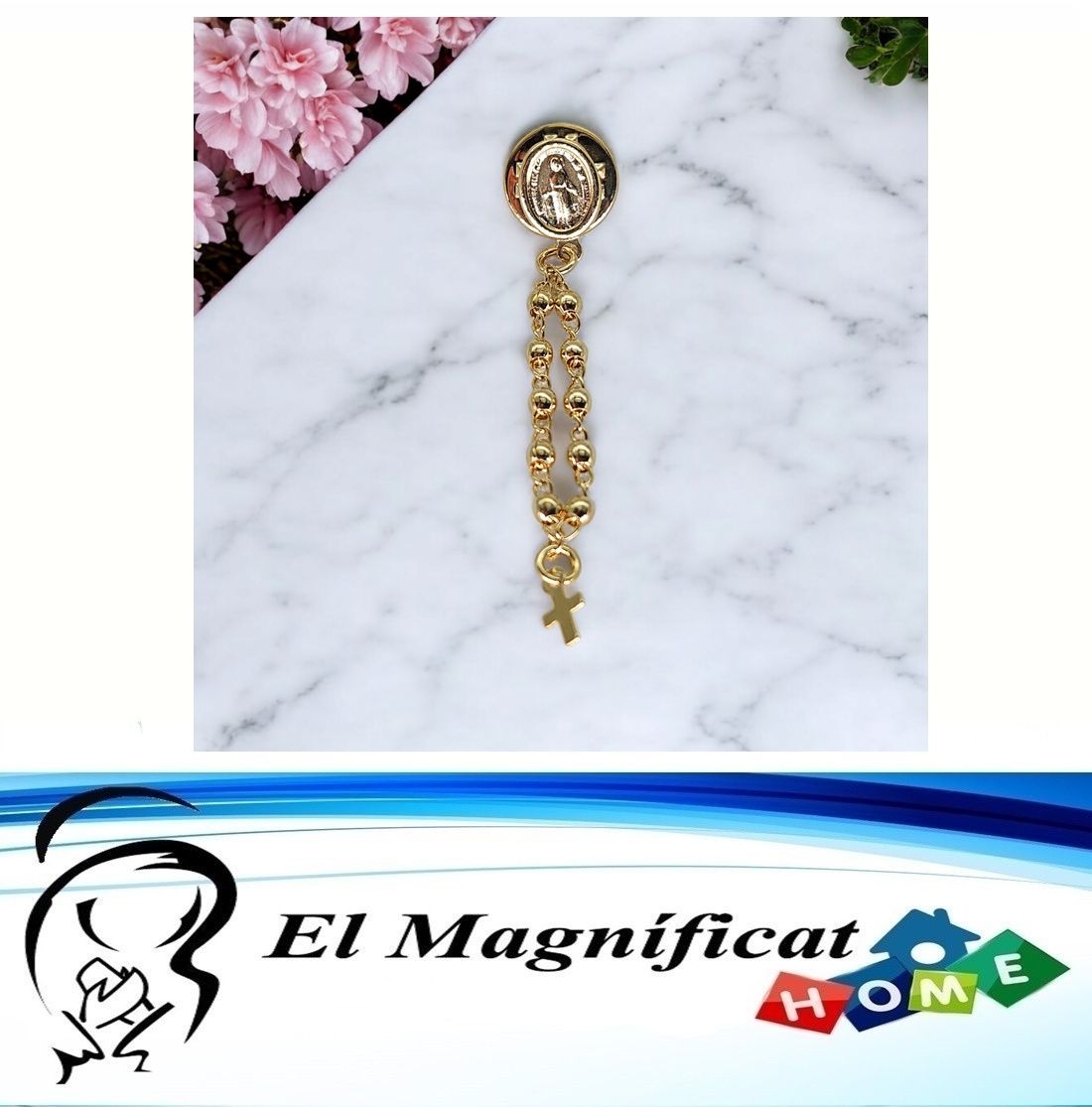 PIN DEL ROSARIO ENCHAPADO MEDALLA MILAGROSA (5 CMS)