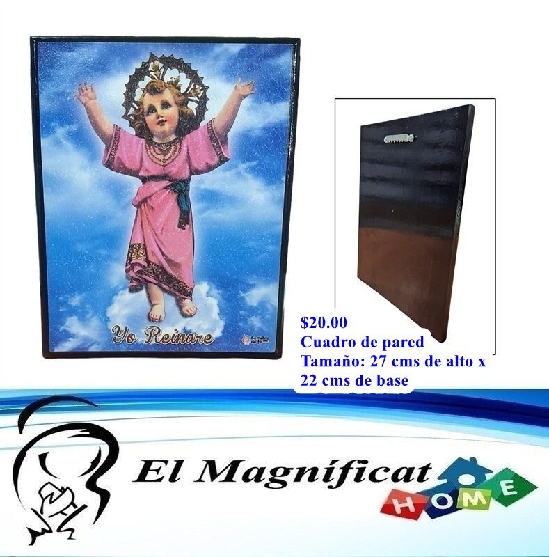 CUADRO EN MADERA DIVINO NIÑO 27 CMS X 22 CMS