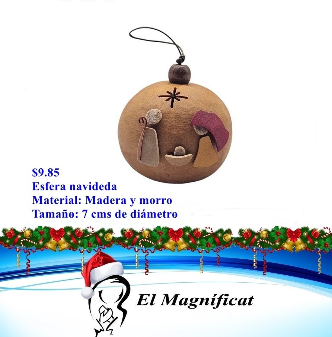 NACIMIENTO DE BOLA EN MADERA Y MORRO 7 CMS DE DIAMETRO
