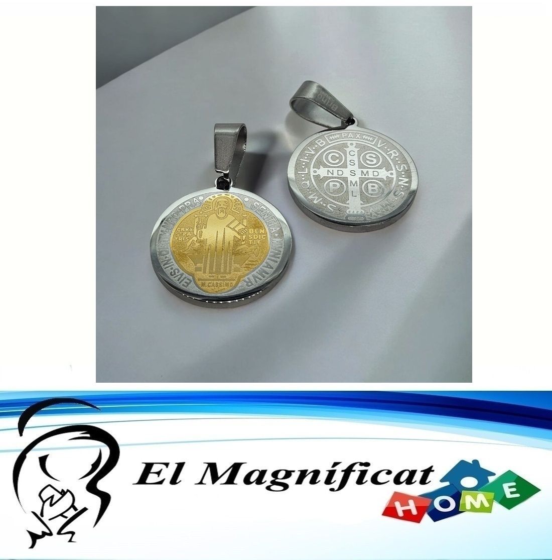 MEDALLA DE SAN BENITO EN ACERO  2.5 CMS DE DIAMETRO