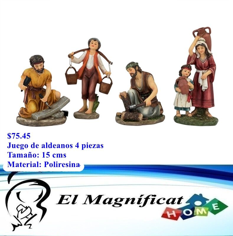 JUEGO DE ALDEANOS 4 PIEZAS 15 CMS