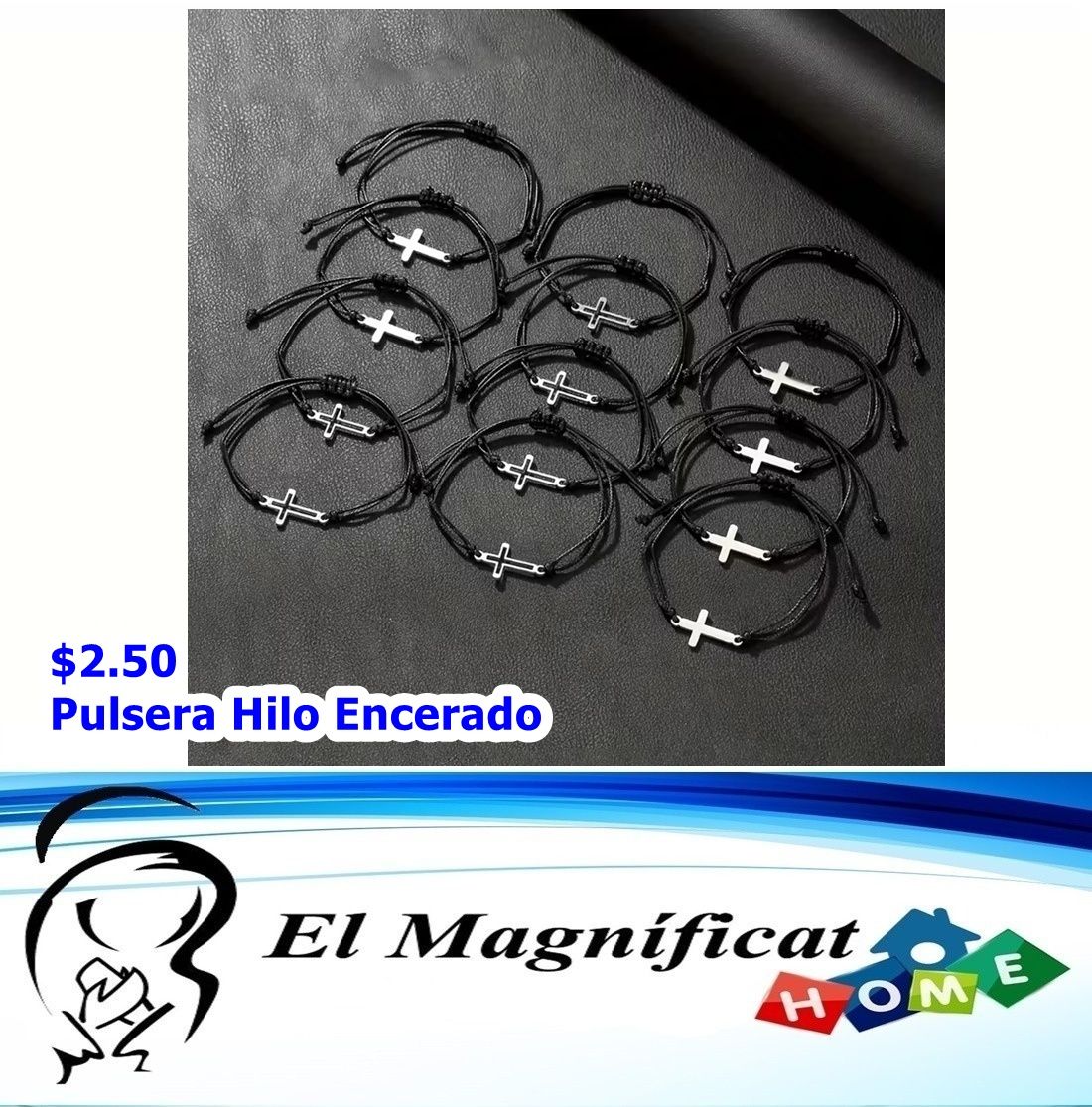 PULSERA HILO ENCERADO CON CRUZ