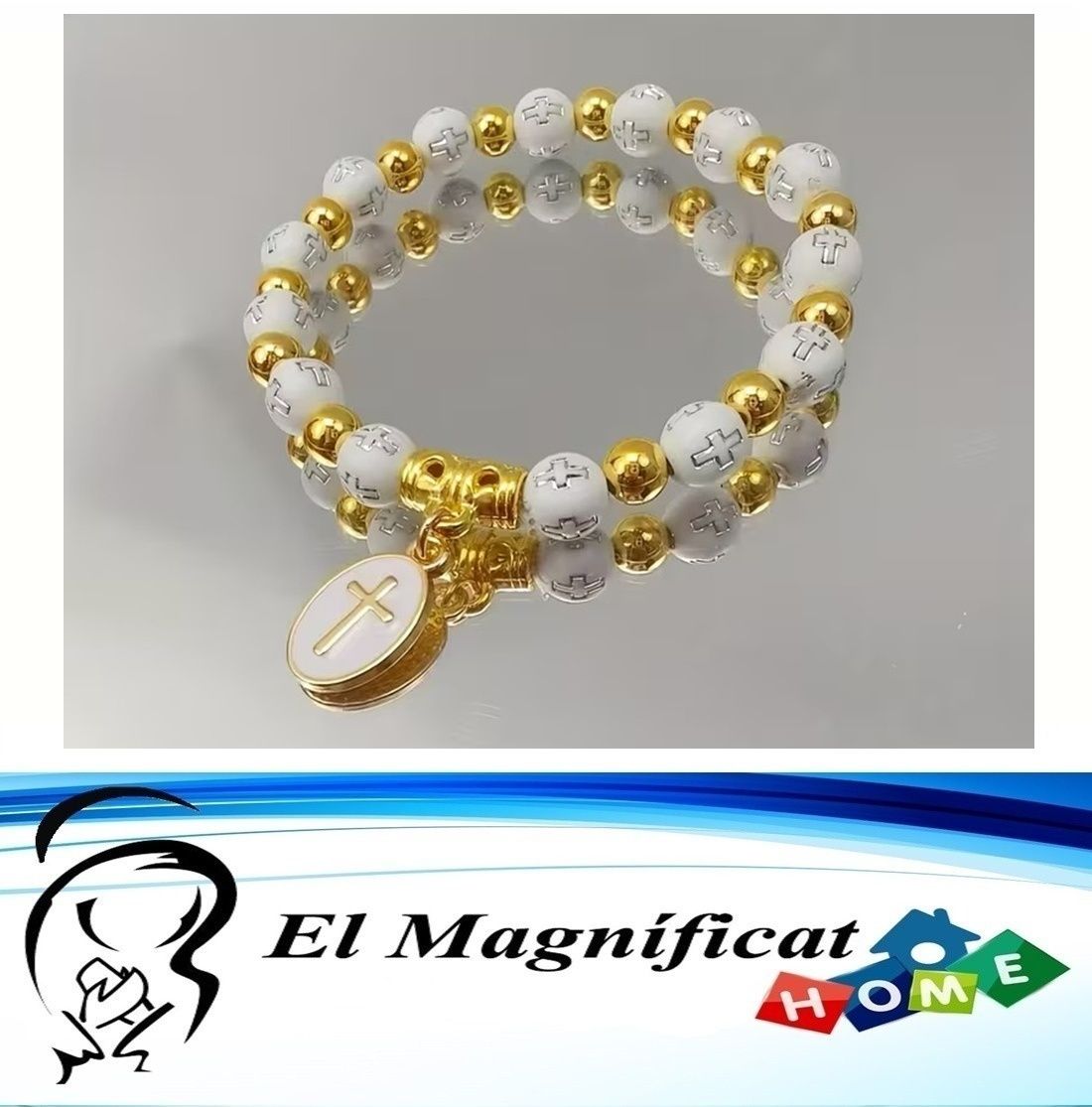 PULSERA FANTASIA BLANCA MEDALLA BLANCA
