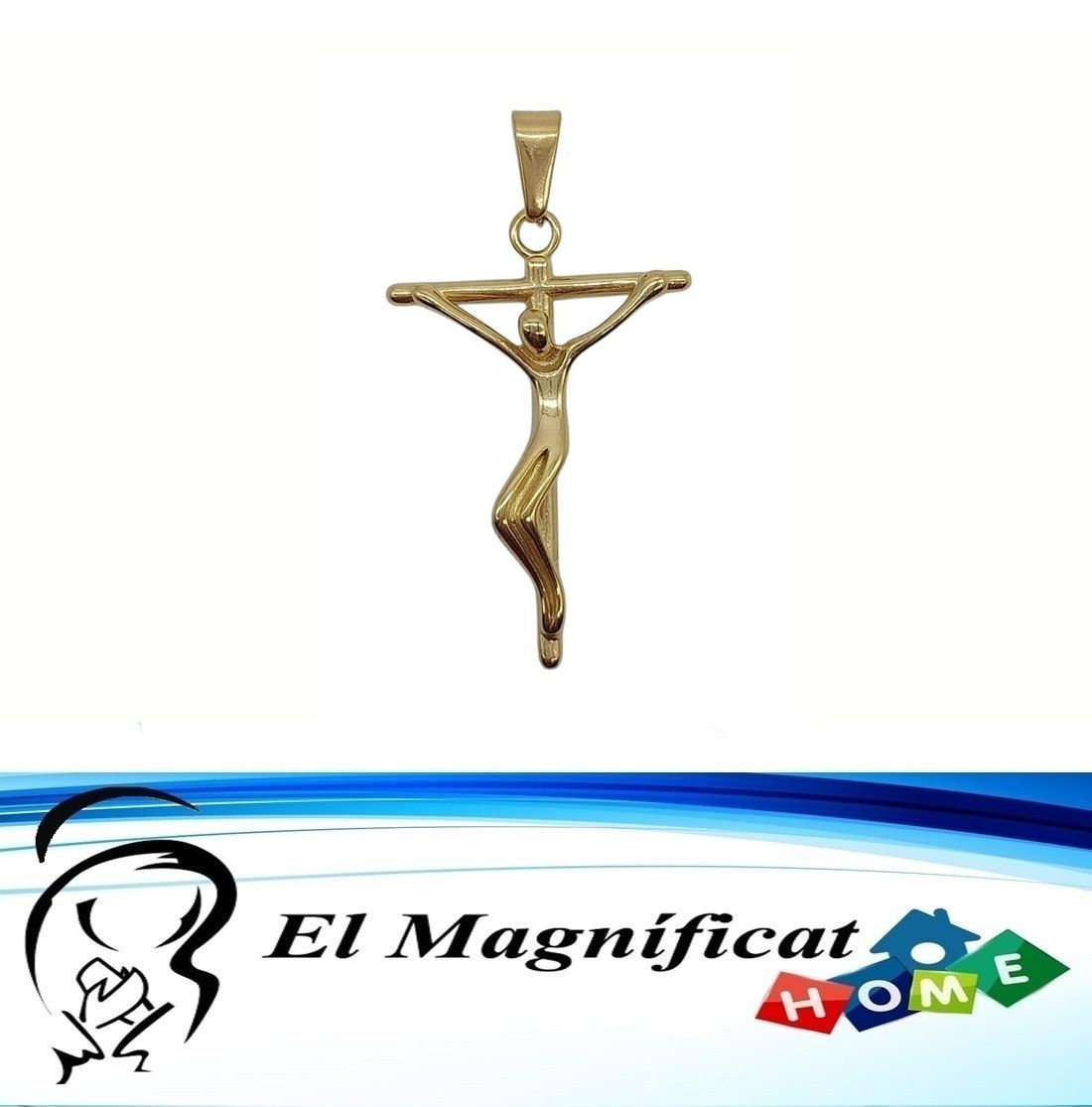 CRISTO DORADO EN ACERO 4.2 X 3 CMS