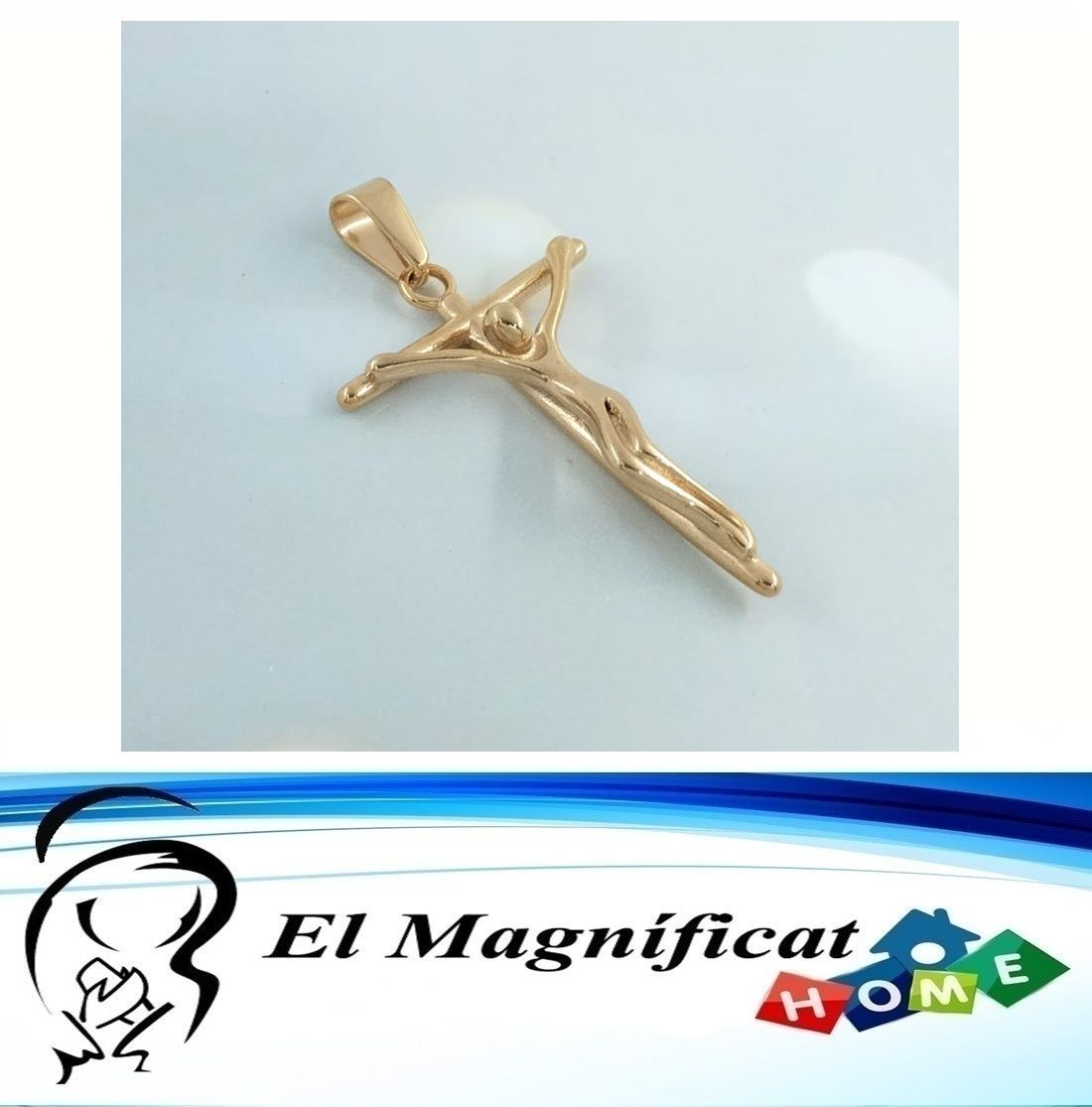 CRISTO DORADO EN ACERO 4.2 X 3 CMS