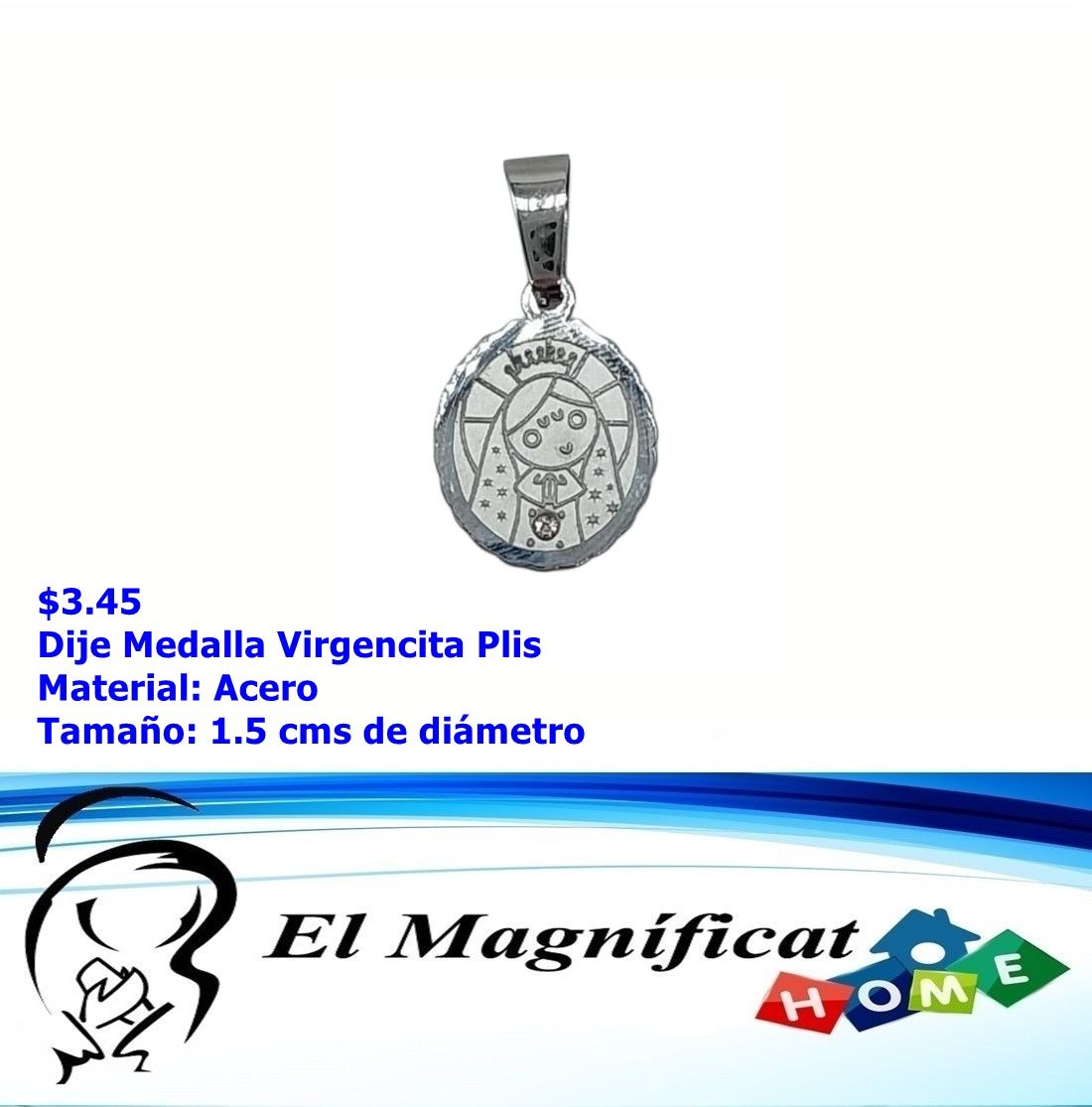 DIJE MEDALLA VIRGENCITA PLEASE 1.5 CMS DE DIÁMETRO