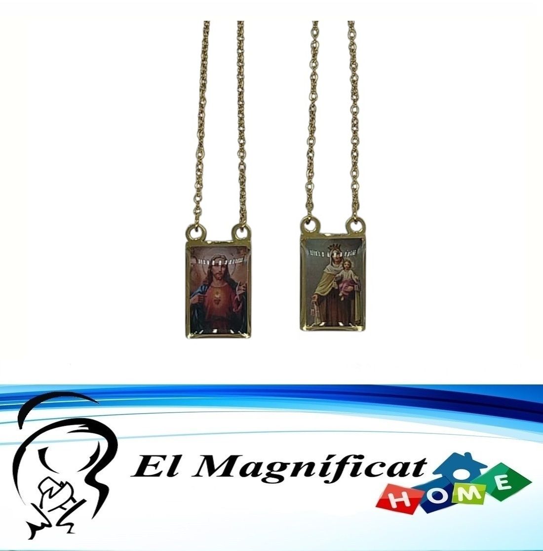 ESCAPULARIO EN ACERO DORADO