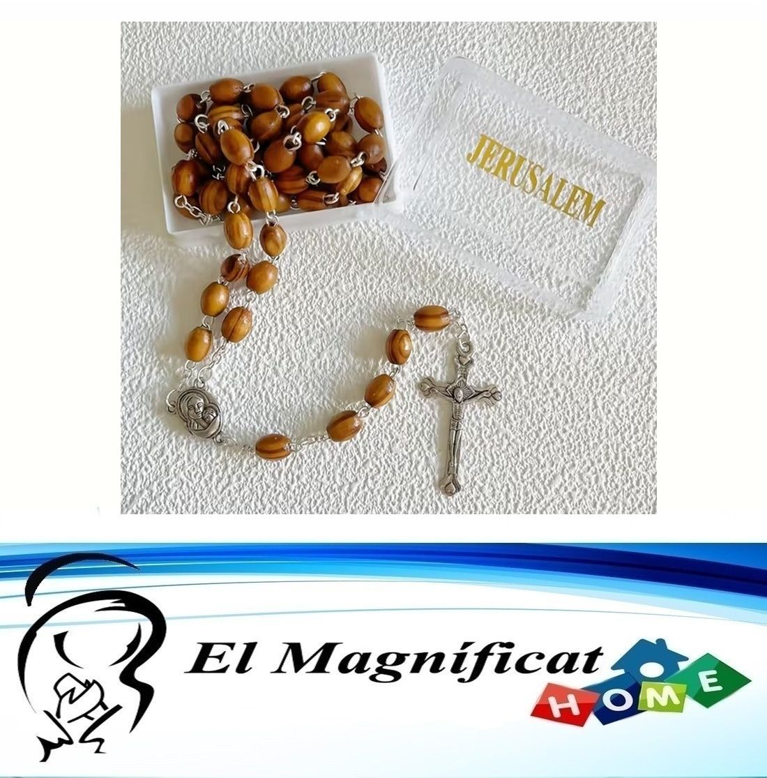 ROSARIO DE MADERA DE OLIVO Y TIERRA DE JERUSALEM