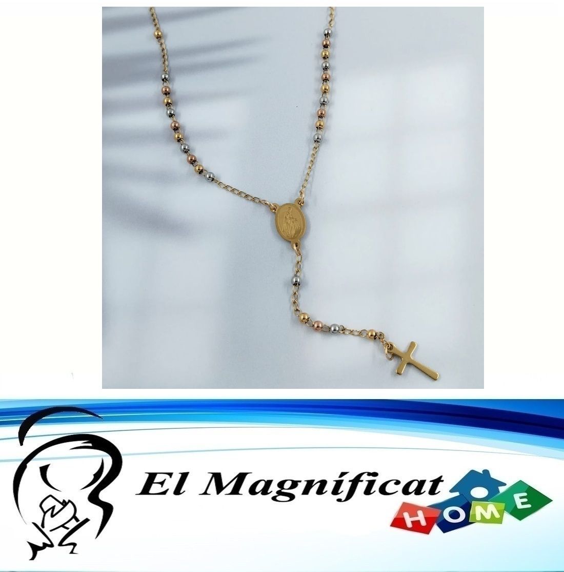 ROSARIO EN ACERO 3 TONOS (35 CMS)