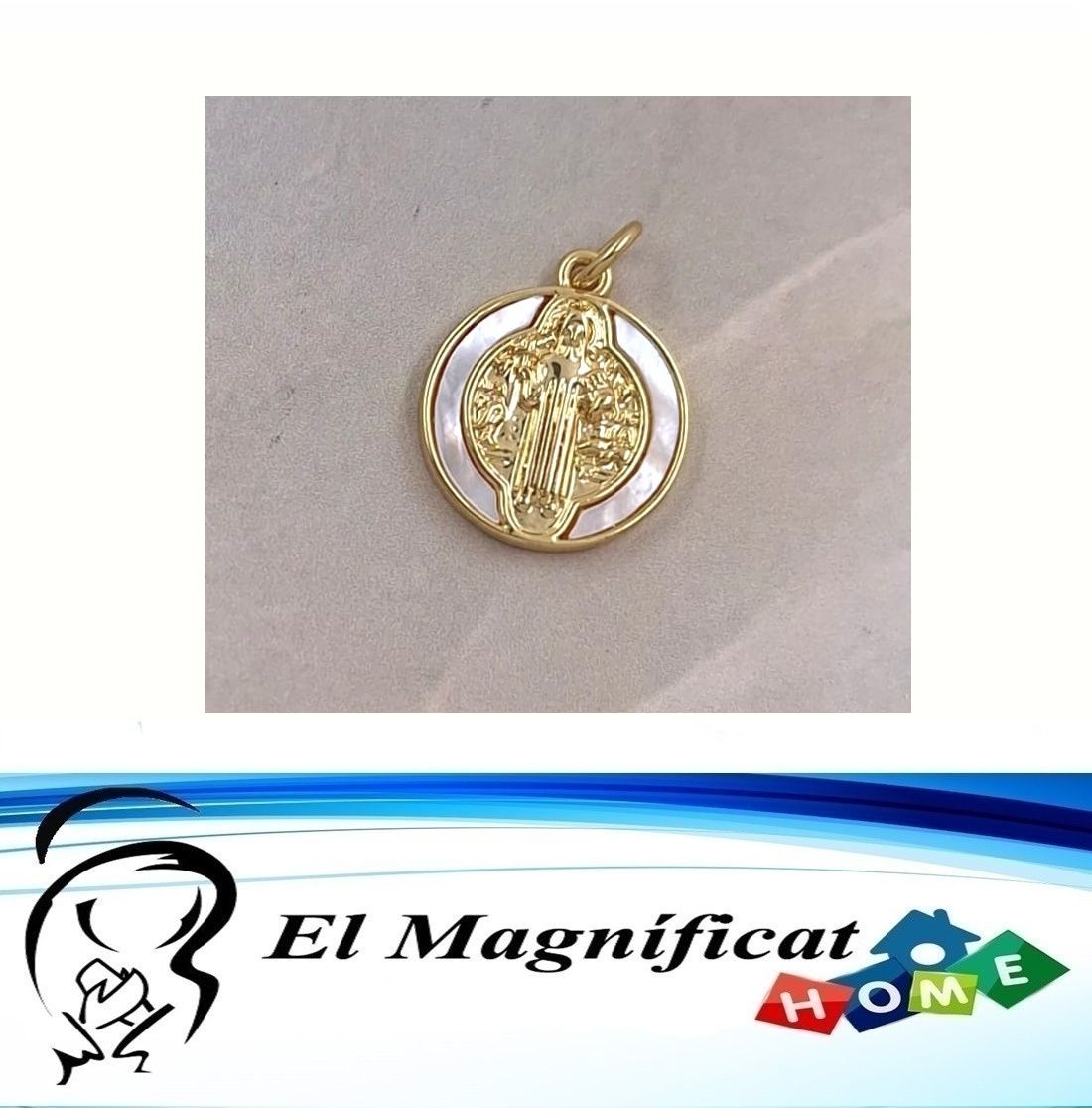 MEDALLA DE SAN BENITO ENCHAPADA CON NACAR (1.5 CMS DE DIAMETRO)