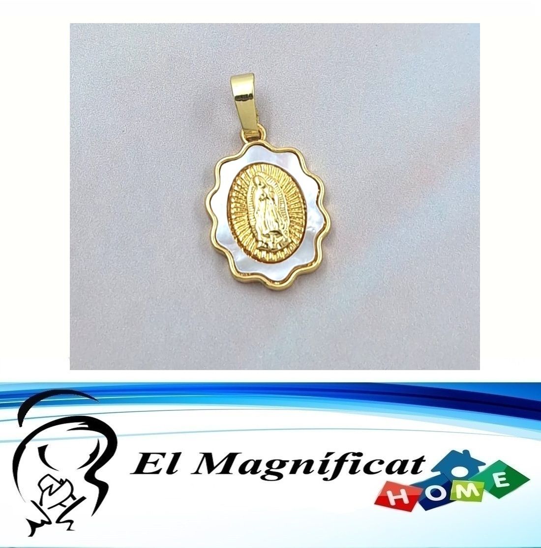 DIJE ENCHAPADO CON NACAR VIRGEN DE GUADALUPE (1.5 CMS DE DIAMETRO)