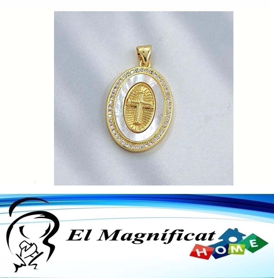 DIJE ENCHAPADO CON NACA MEDALLA DE CRUZ (2 CMS DE DIAMETRO)