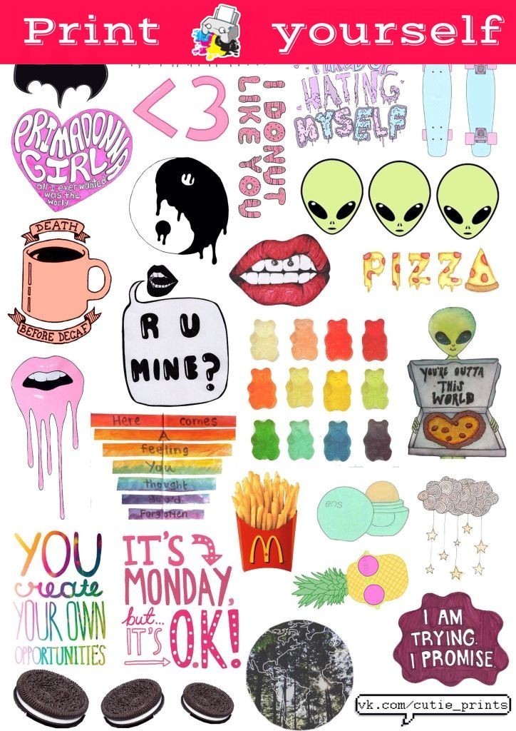 set 2p printable tumblr stickers printable decals instant download pdf and png file