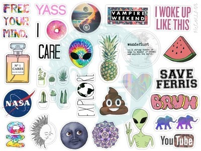 set 124 printable tumblr stickers printable decals instant download pdf and png file