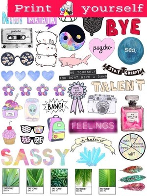 set 124 printable tumblr stickers printable decals instant download pdf and png file
