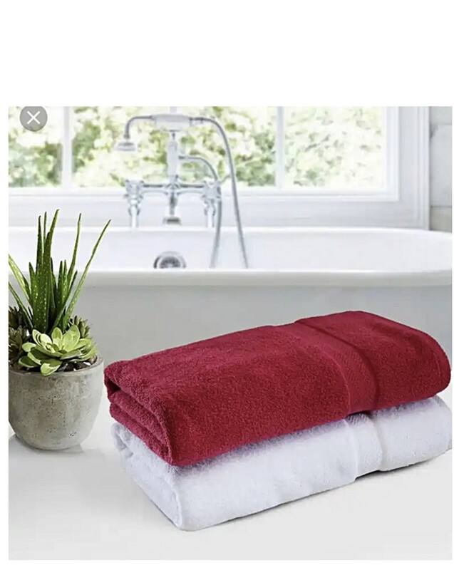 Quality Large Bathroom Towels- White And Red